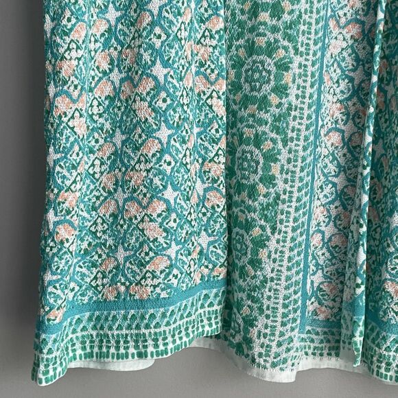 Chico's Open Front Cardigan Size 2 Large Green Colorful Coastal Beachy Artsy - Picture 4 of 12